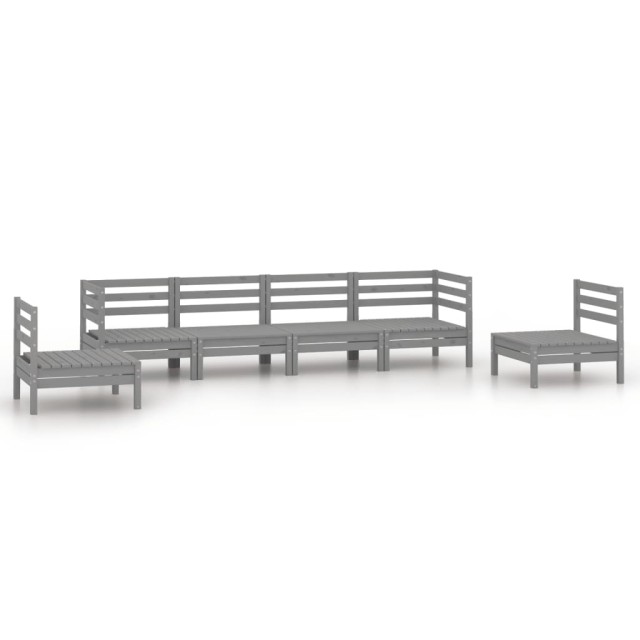 Salon de jardin 6 pcs Gris Bois de pin massif