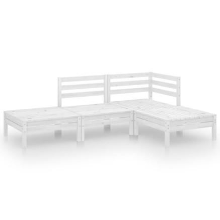 Salon de jardin 4 pcs blanc bois de pin massif 2