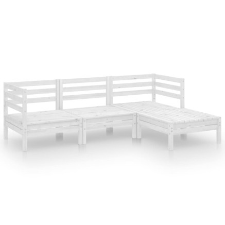 Salon de jardin 4 pcs Bois de pin massif Blanc 2