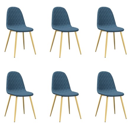 Chaises à manger lot de 6 bleu velours 2