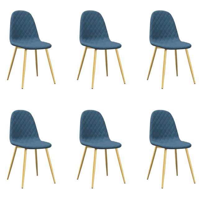 Chaises à manger lot de 6 bleu velours