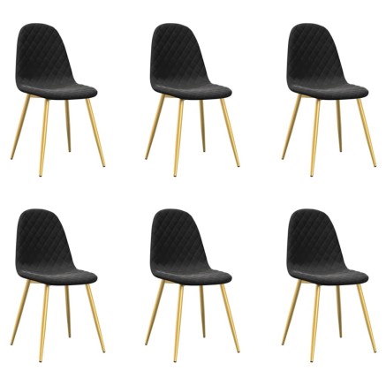 Chaises à manger lot de 6 noir velours 2