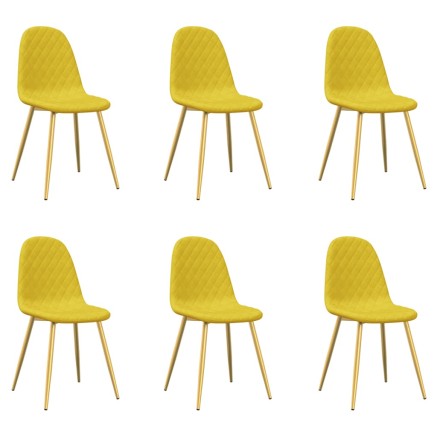 Chaises à manger lot de 6 Jaune moutarde Velours 2