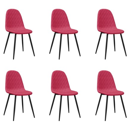 Chaises à manger lot de 6 rouge bordeaux velours 2
