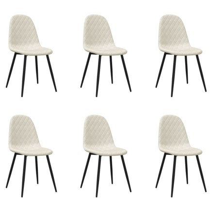 Chaises à manger lot de 6 blanc crème velours 2
