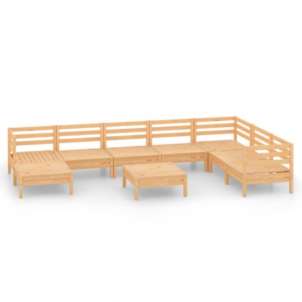 Salon de jardin 9 pcs Bois de pin massif 2