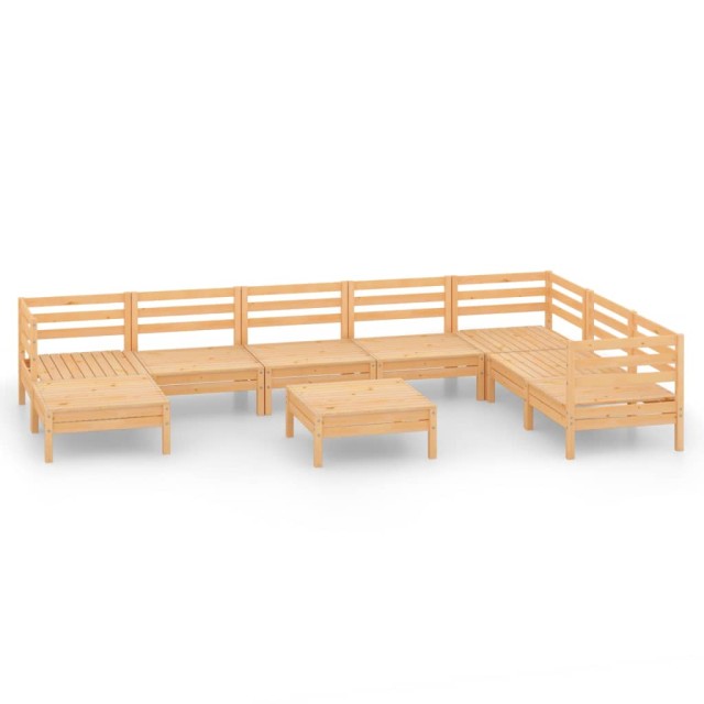 Salon de jardin 9 pcs Bois de pin massif