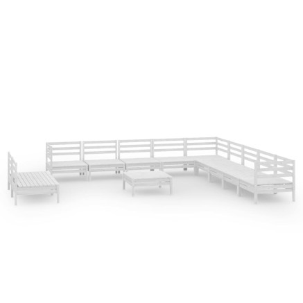 Salon de jardin 12 pcs Bois de pin massif Blanc 2
