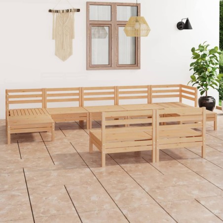 Salon de jardin 9 pcs Bois de pin massif
