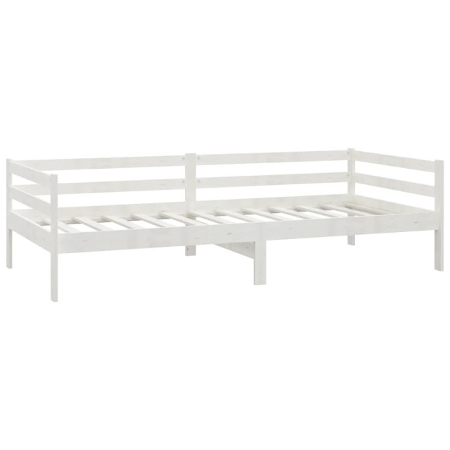 Lit de repos avec matelas 90x200 cm Blanc Bois de pin massif