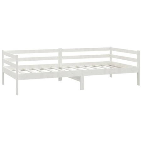 Lit de repos avec matelas 90x200 cm Blanc Bois de pin massif