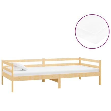 Lit de repos avec matelas 90x200 cm Bois de pin massif 2