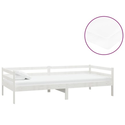 Lit de repos avec matelas 90x200 cm Blanc Bois de pin massif 2