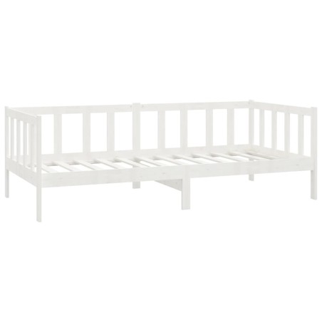 Lit de repos avec matelas 90x200 cm Blanc Bois de pin massif