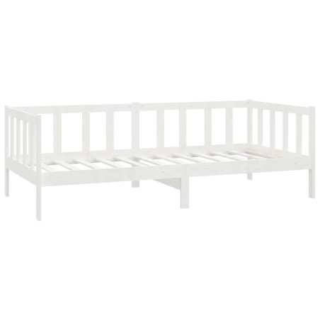 Lit de repos avec matelas 90x200 cm Blanc Bois de pin massif