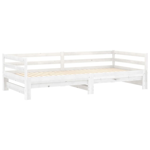 Lit coulissant 2x(90x200) cm Blanc Bois de pin massif