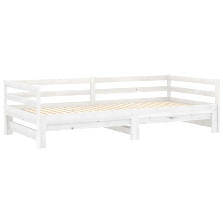 Lit coulissant 2x(90x200) cm Blanc Bois de pin massif