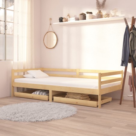 Lit de jour sans matelas avec tiroirs 90x200 cm bois pin massif