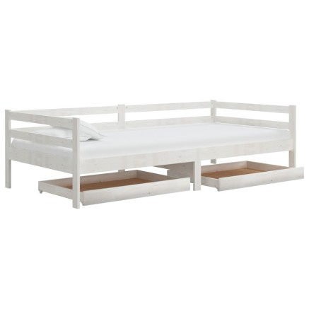 Lit de jour sans matelas avec tiroirs 90x200 cm blanc 2