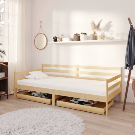 Lit de jour sans matelas avec tiroirs 90x200 cm bois pin massif