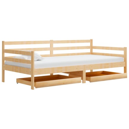 Lit de jour sans matelas avec tiroirs 90x200 cm bois pin massif 2