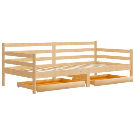 Lit de jour sans matelas avec tiroirs 90x200 cm bois pin massif