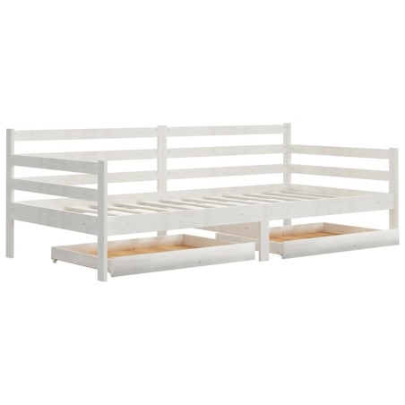 Lit de jour sans matelas avec tiroirs 90x200 cm blanc