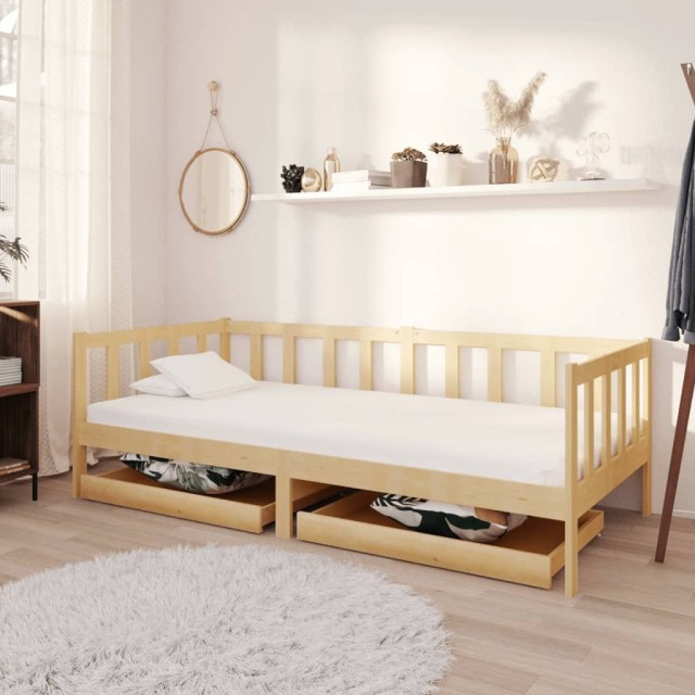 Lit de jour sans matelas avec tiroirs 90x200 cm bois pin massif