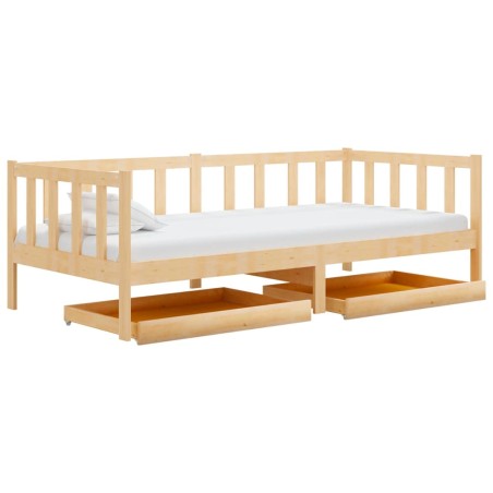 Lit de jour sans matelas avec tiroirs 90x200 cm bois pin massif