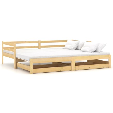 Lit coulissant sans matelas 2x(90x200) cm Bois de pin massif 2