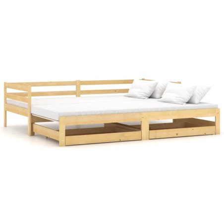 Lit coulissant sans matelas 2x(90x200) cm Bois de pin massif