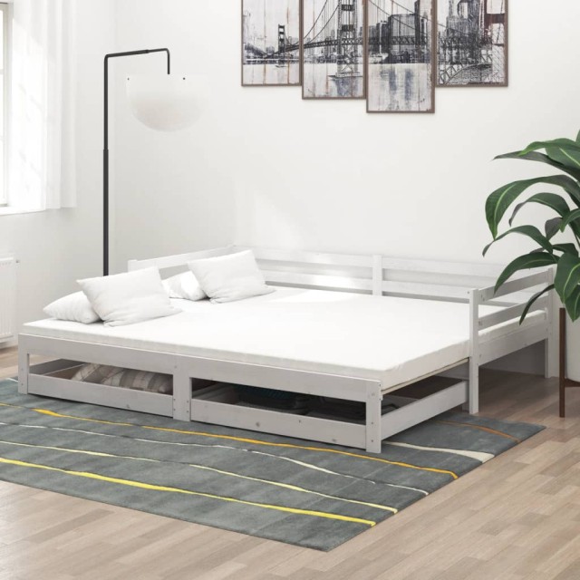 Lit coulissant sans matelas 2x(90x200) cm blanc