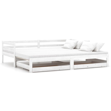 Lit coulissant sans matelas 2x(90x200) cm blanc 2