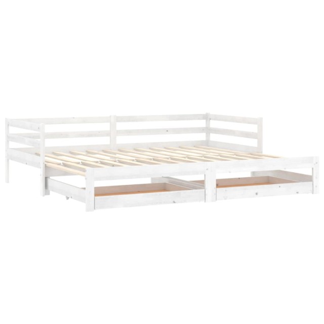 Lit coulissant sans matelas 2x(90x200) cm blanc