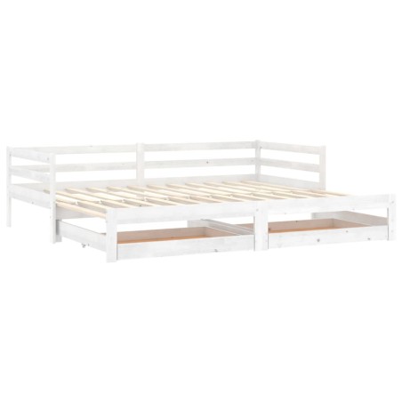 Lit coulissant sans matelas 2x(90x200) cm blanc
