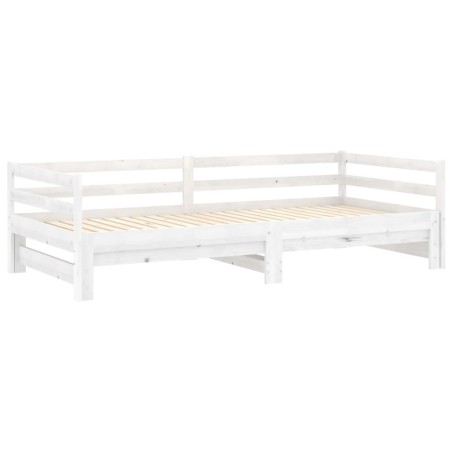 Lit coulissant sans matelas 2x(90x200) cm blanc