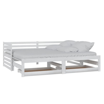 Lit coulissant sans matelas 2x(90x200) cm blanc 2