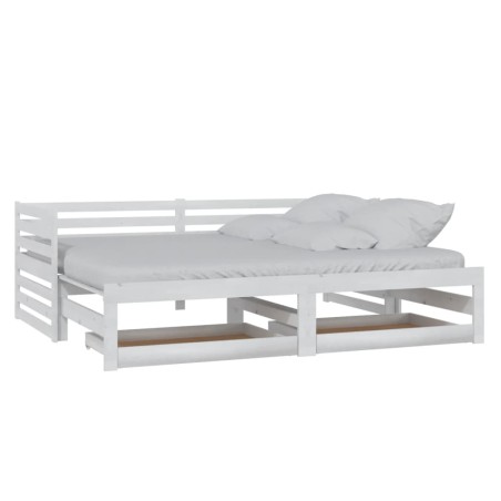 Lit coulissant sans matelas 2x(90x200) cm blanc