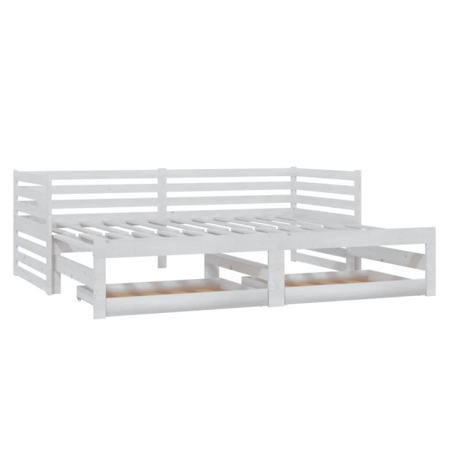 Lit coulissant sans matelas 2x(90x200) cm blanc