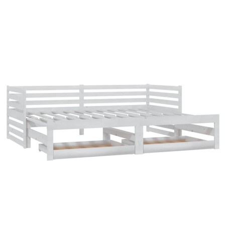 Lit coulissant sans matelas 2x(90x200) cm blanc