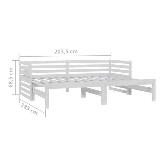 Lit coulissant sans matelas 2x(90x200) cm blanc