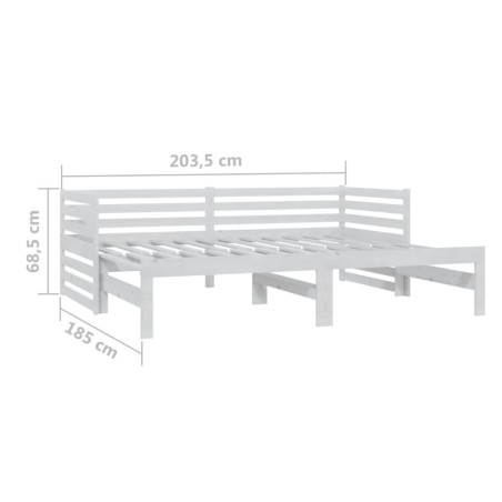 Lit coulissant sans matelas 2x(90x200) cm blanc