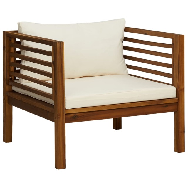 Salon de jardin 8 pcs avec coussin crème Bois d'acacia solide