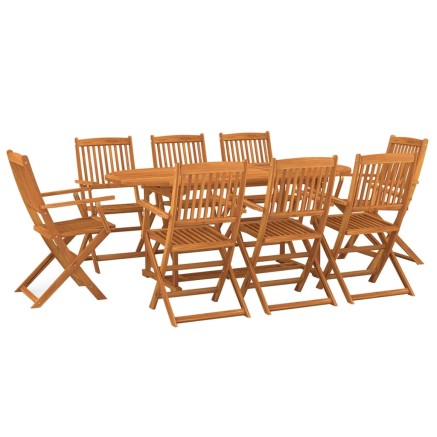 Ensemble à manger de jardin 9 pcs bois massif d'acacia 2