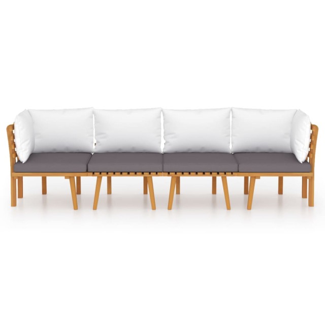Salon de jardin 4 pcs avec coussins Bois d'acacia solide