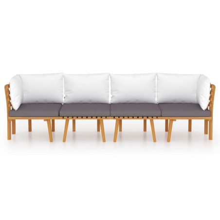 Salon de jardin 4 pcs avec coussins Bois d'acacia solide