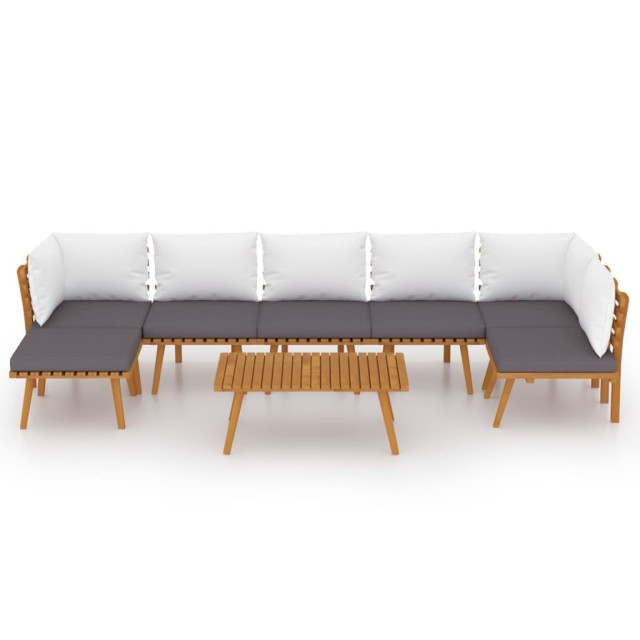 Salon de jardin 8 pcs avec coussins Bois d'acacia solide