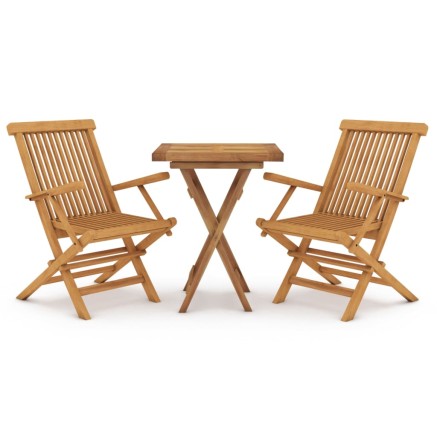 Ensemble à manger de jardin 3 pcs Bois de teck massif 2