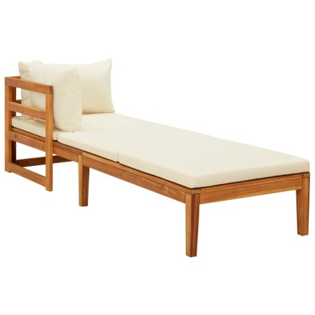 Chaises longues et coussins blanc crème lot de 2 bois d'acacia