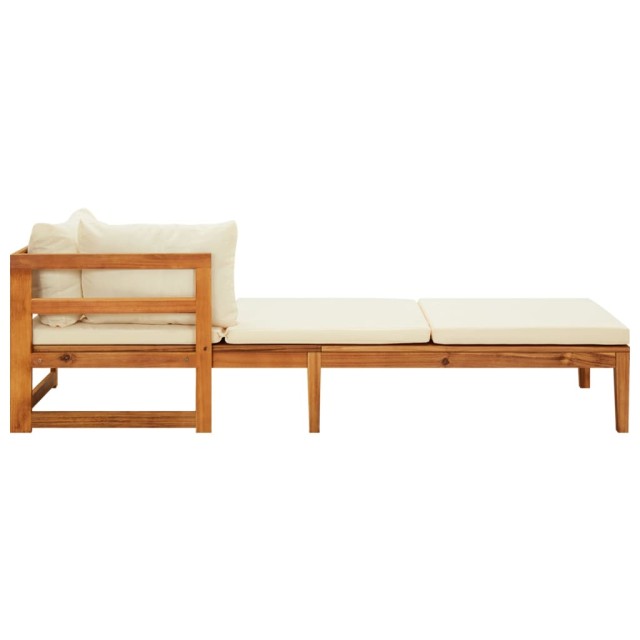 Chaises longues et coussins blanc crème lot de 2 bois d'acacia